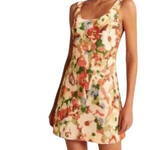 Abercrombie and Fitch Womens Mini Scoop Neck Slip Dress Cream Coral Floral XL